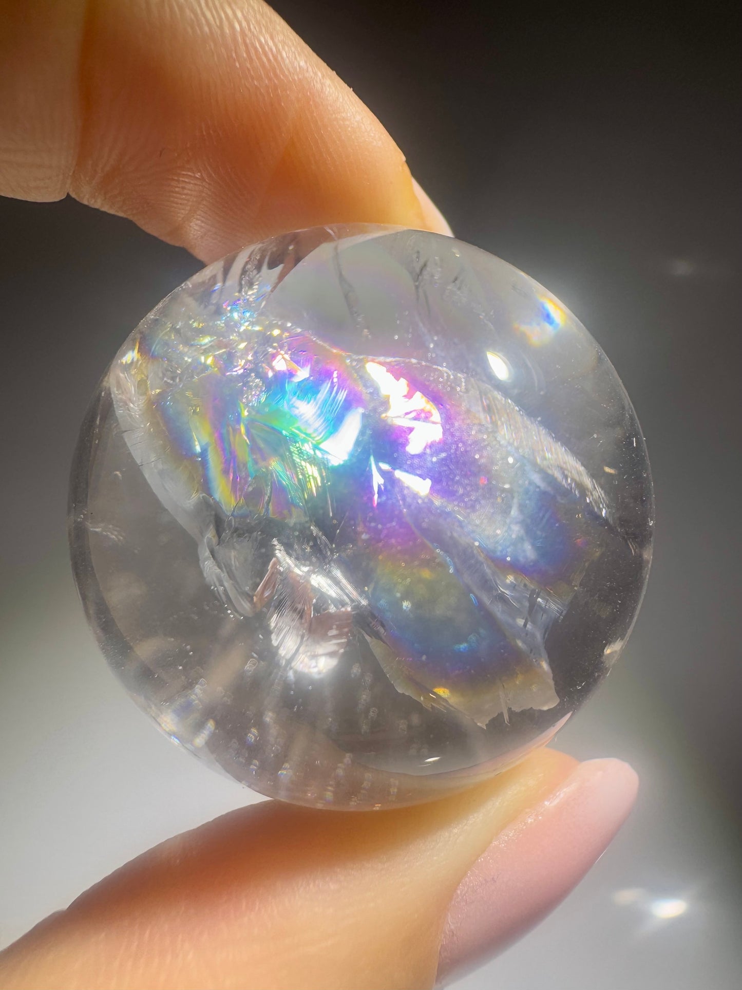 Lemurian Bergkristallkugel 3.5 cm – Extra Qualität mit Regenbogen ✨