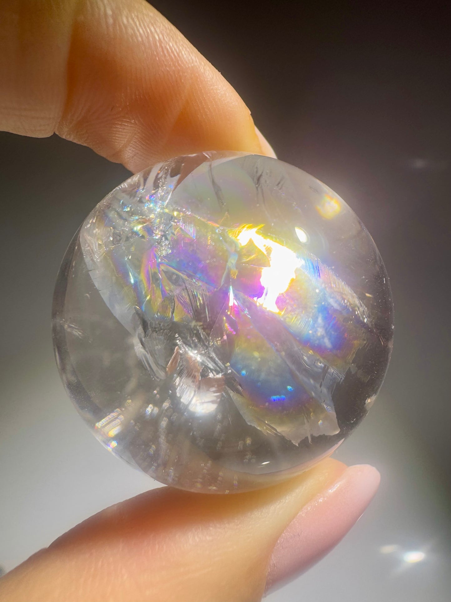 Lemurian Bergkristallkugel 3.5 cm – Extra Qualität mit Regenbogen ✨