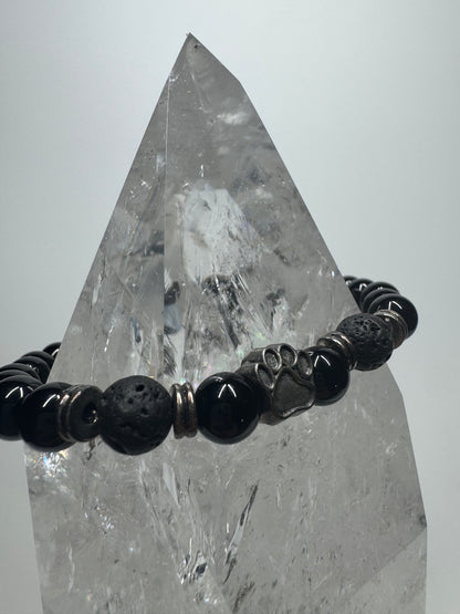 Armband Onyx- und Lavaperlen - ca. 20cm