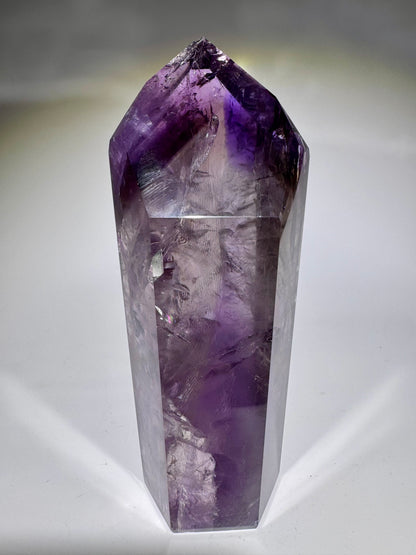 Ametrin Spitze 12.4 cm –  Phantome & Regenbogen 💜💛✨