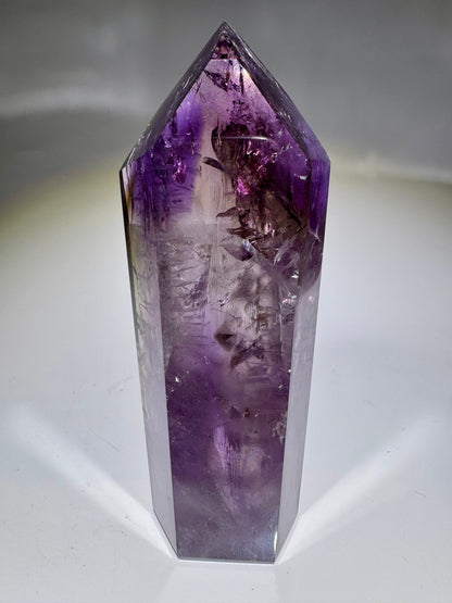 Ametrin Spitze 12.4 cm –  Phantome & Regenbogen 💜💛✨