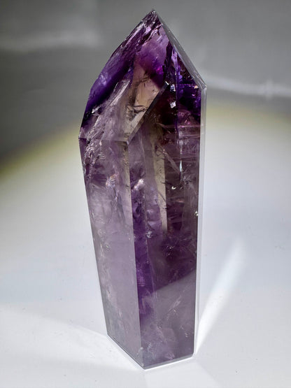 Ametrin Spitze 12.4 cm –  Phantome & Regenbogen 💜💛✨