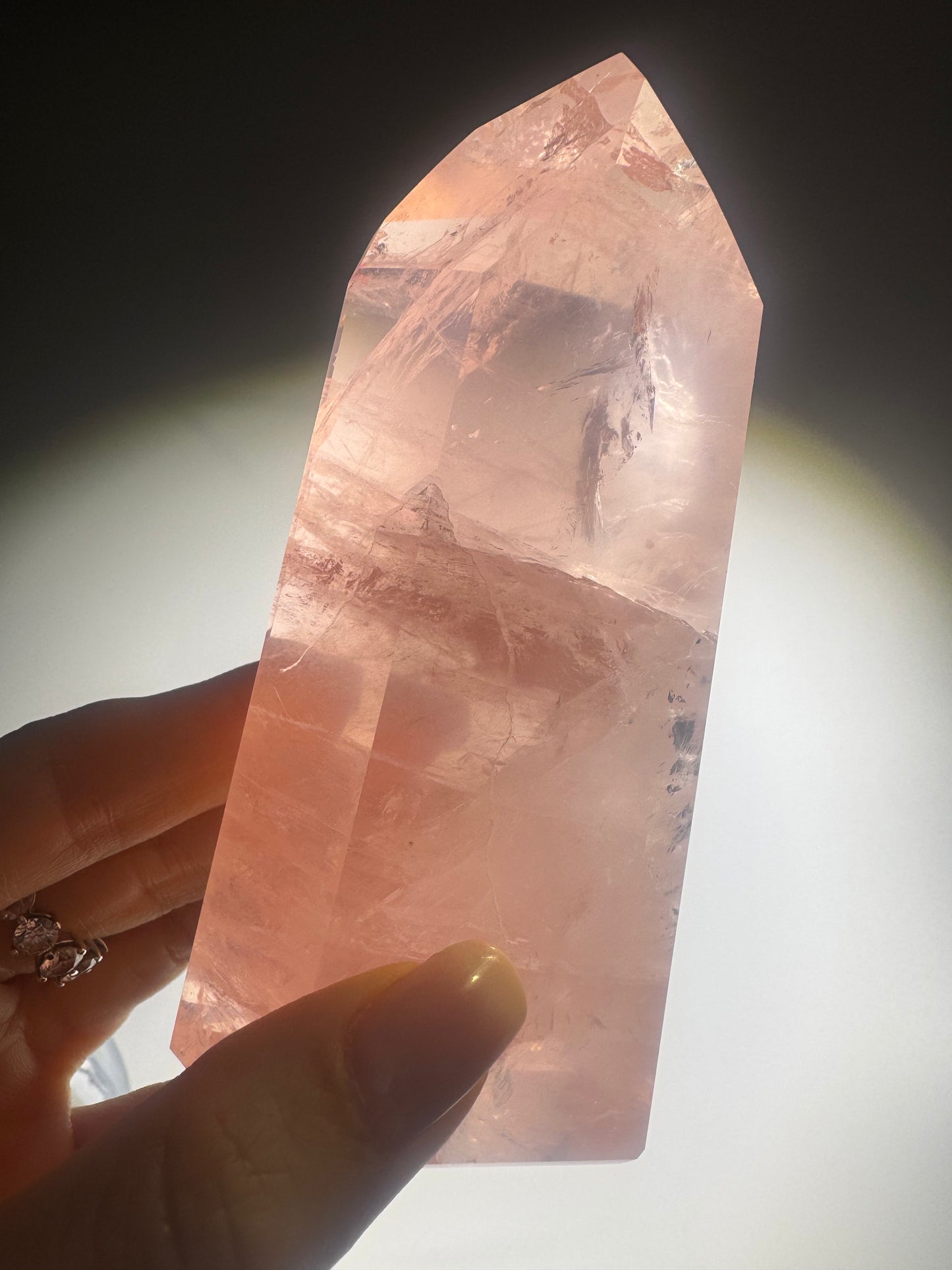 Premium Rosenquarzspitze 11.5 cm – 303 g | Exklusive High-End-Qualität