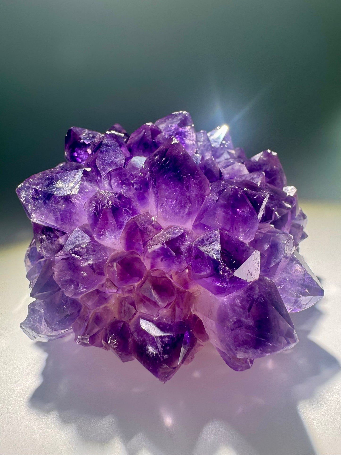 Tiefviolette Amethystblüte aus Uruguay – 8.4 cm Stalaktit Kristall