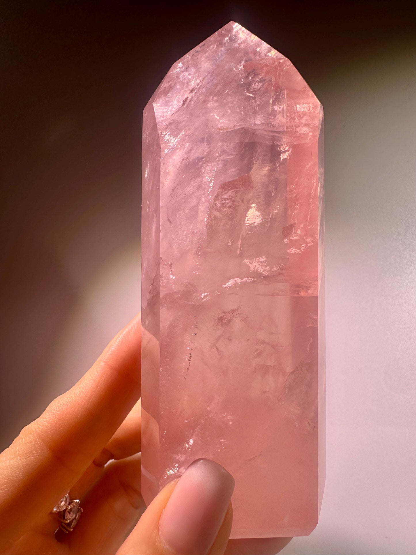 AAA Rosenquarz Spitze Brasilien – Extra Pink Kristall 11.5cm, 278g