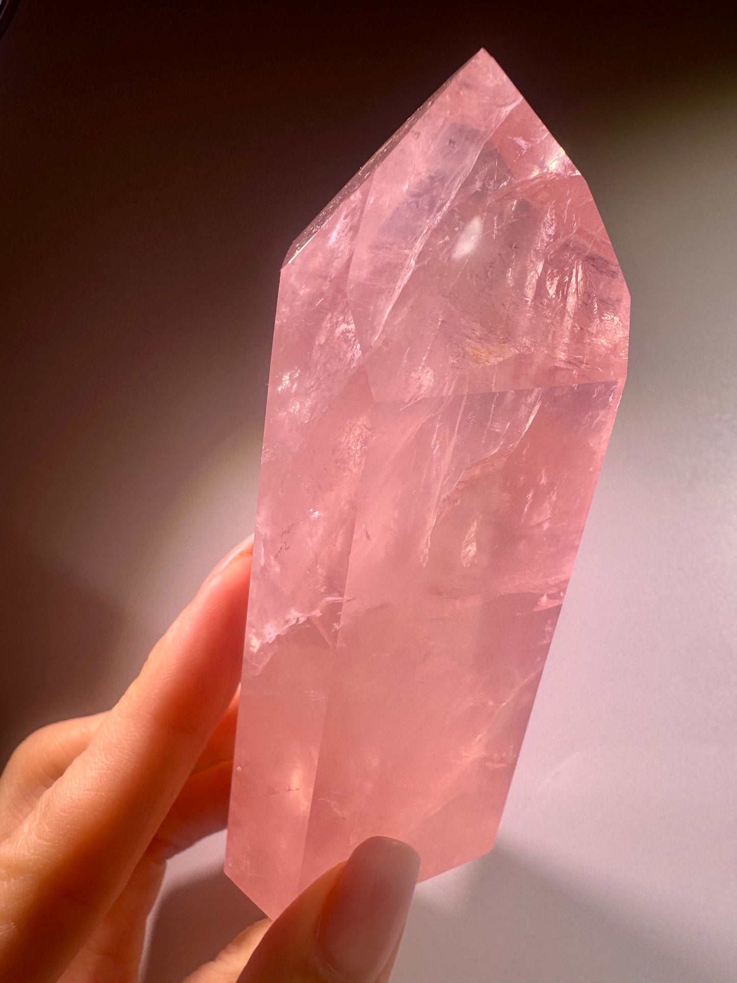 AAA Rosenquarz Spitze Brasilien – Extra Pink Kristall 11.5cm, 278g