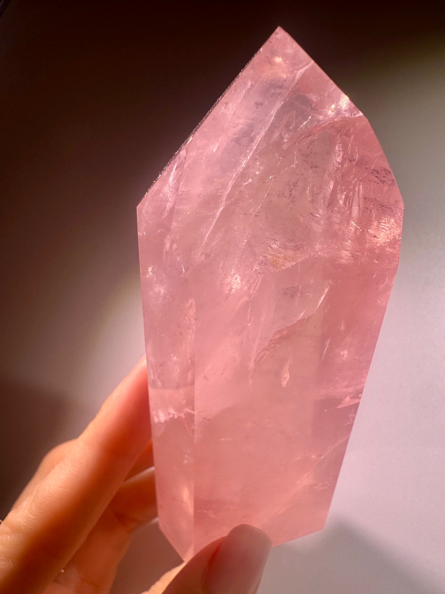 AAA Rosenquarz Spitze Brasilien – Extra Pink Kristall 11.5cm, 278g