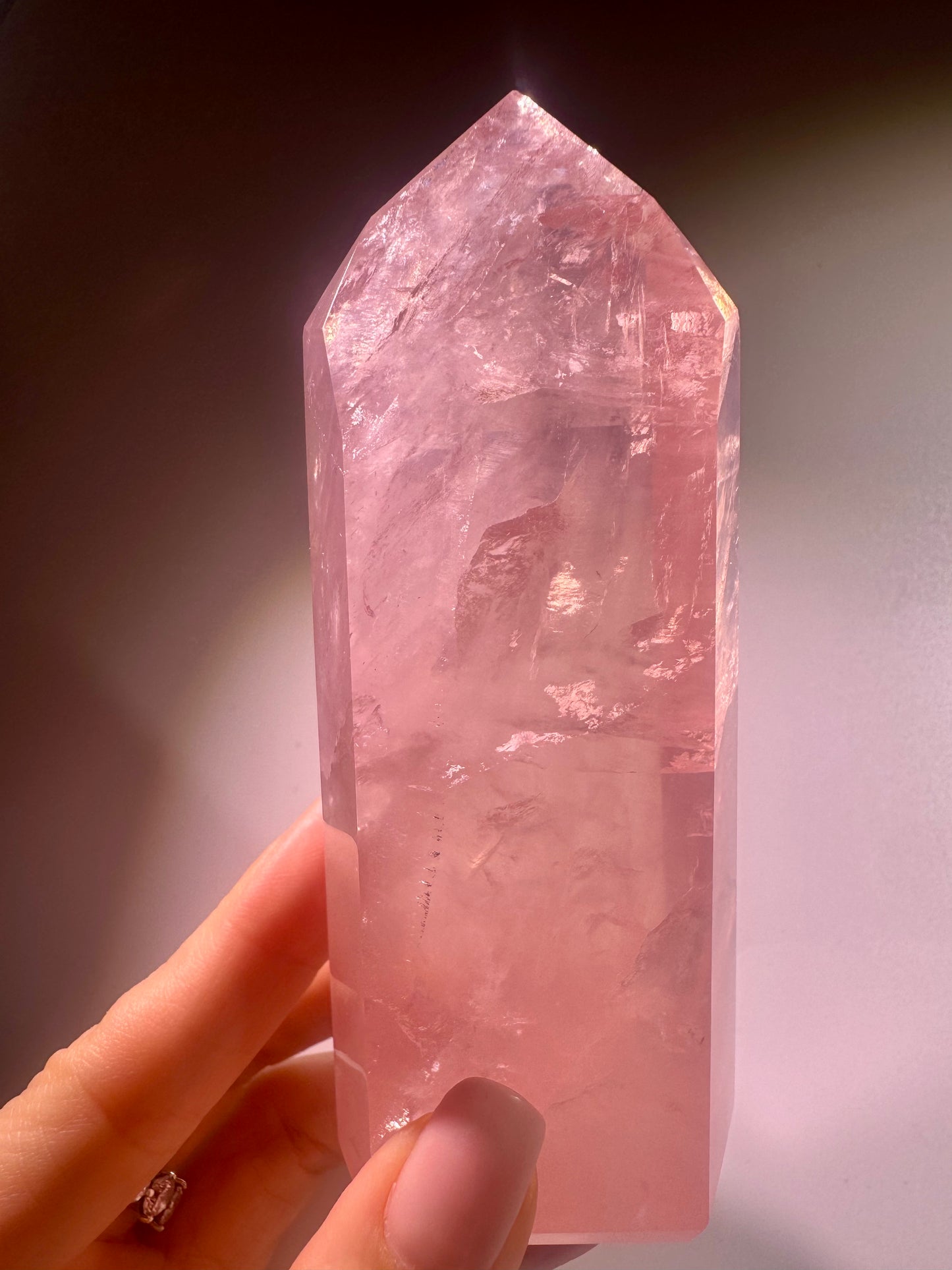 AAA Rosenquarz Spitze Brasilien – Extra Pink Kristall 11.5cm, 278g