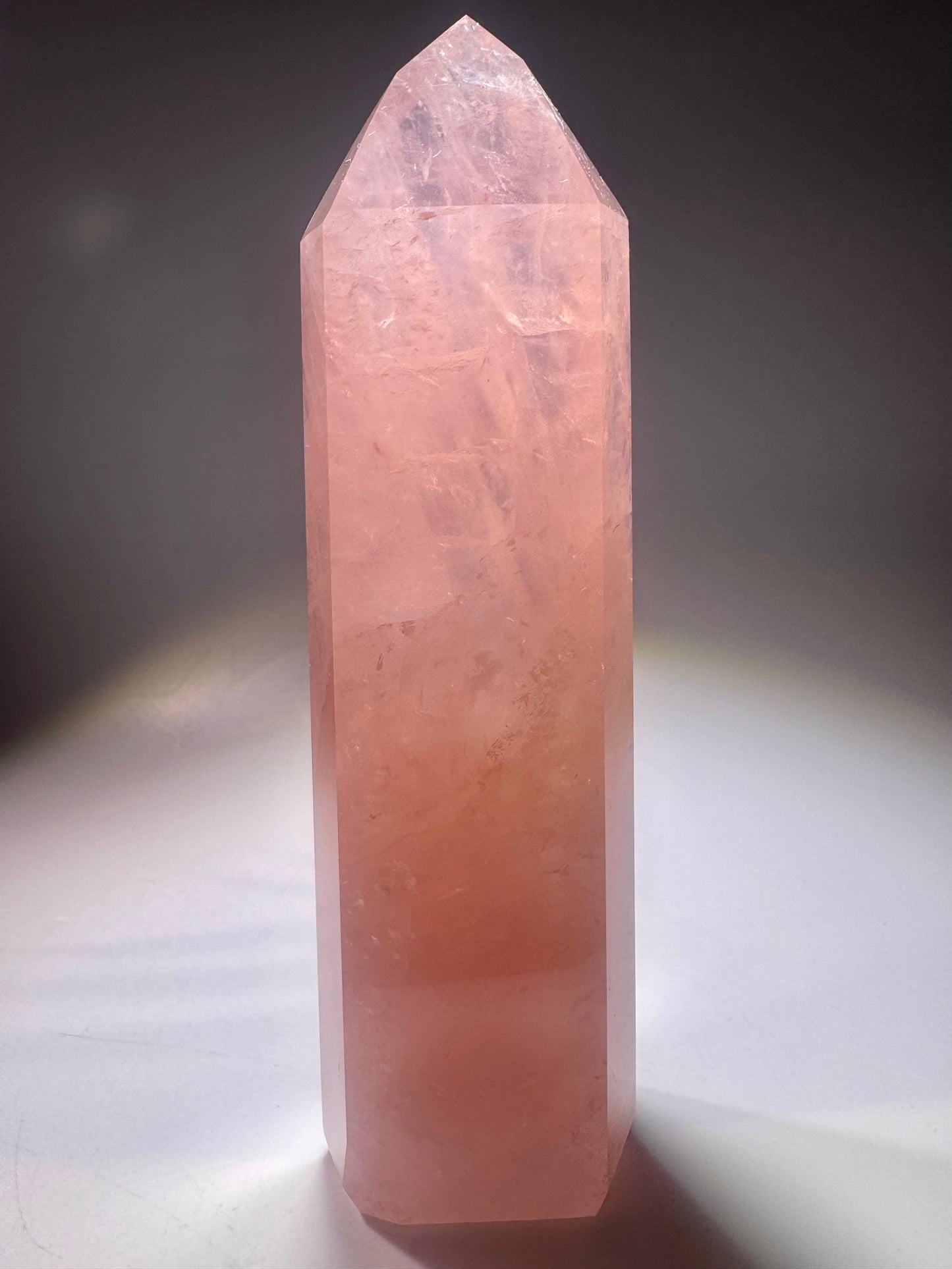 Extra Pink Rosenquarz AAA Brasilien – Premium Edelstein Spitze, 14cm, 280g