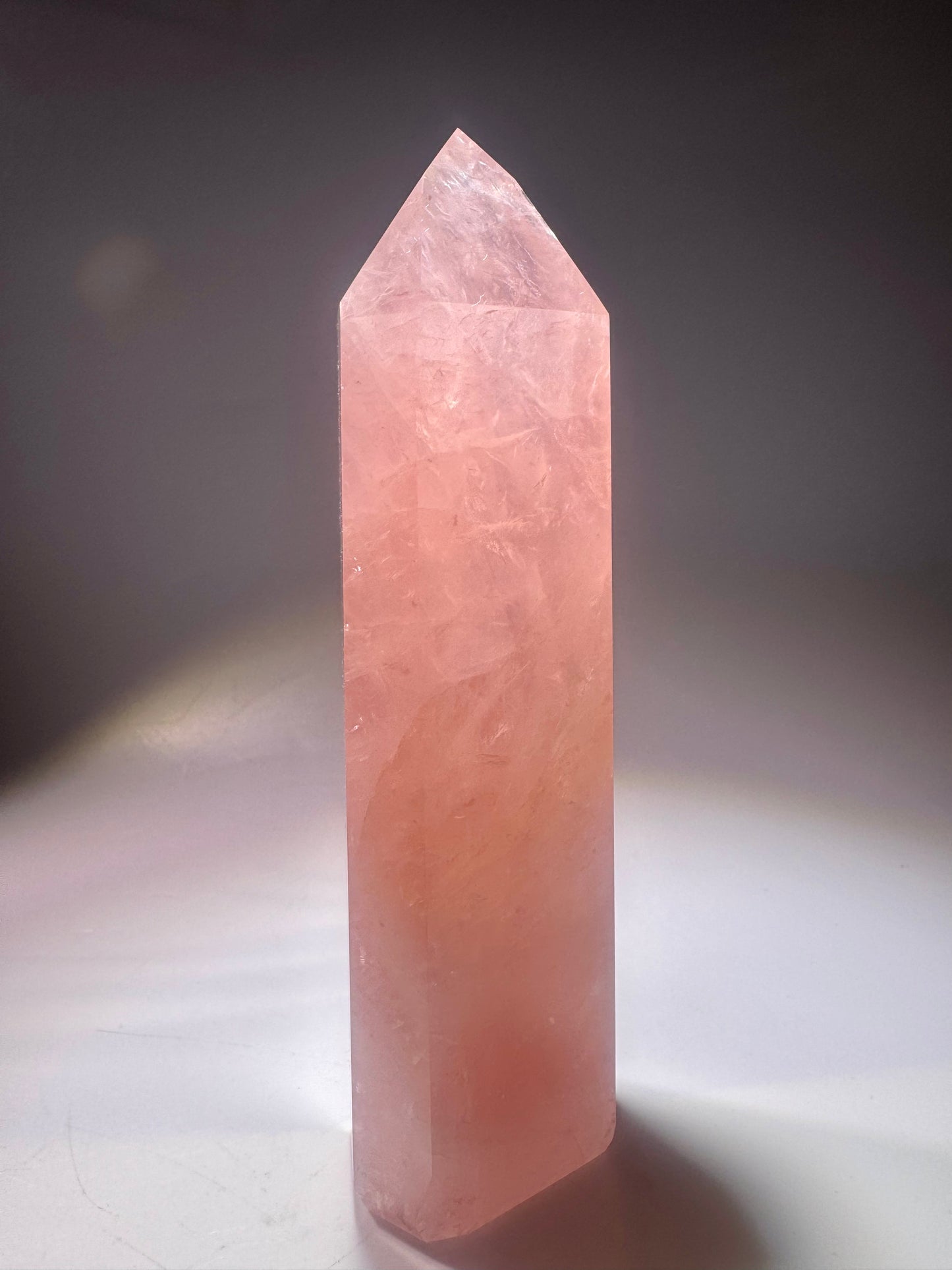 Extra Pink Rosenquarz AAA Brasilien – Premium Edelstein Spitze, 14cm, 280g