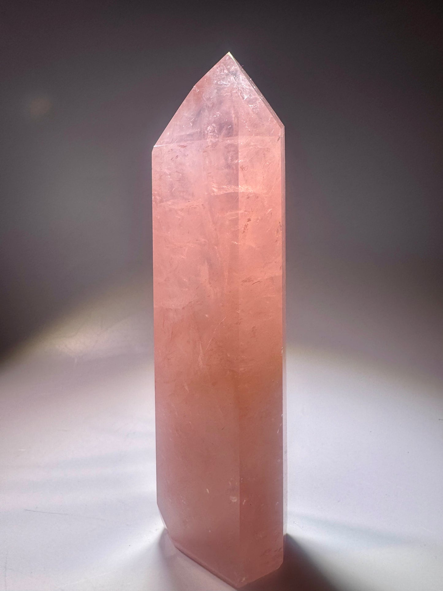 Extra Pink Rosenquarz AAA Brasilien – Premium Edelstein Spitze, 14cm, 280g