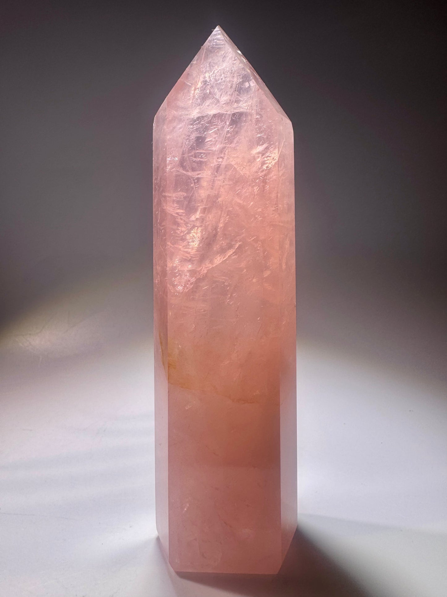 Extra Pink Rosenquarz AAA Brasilien – Premium Edelstein Spitze, 14cm, 280g