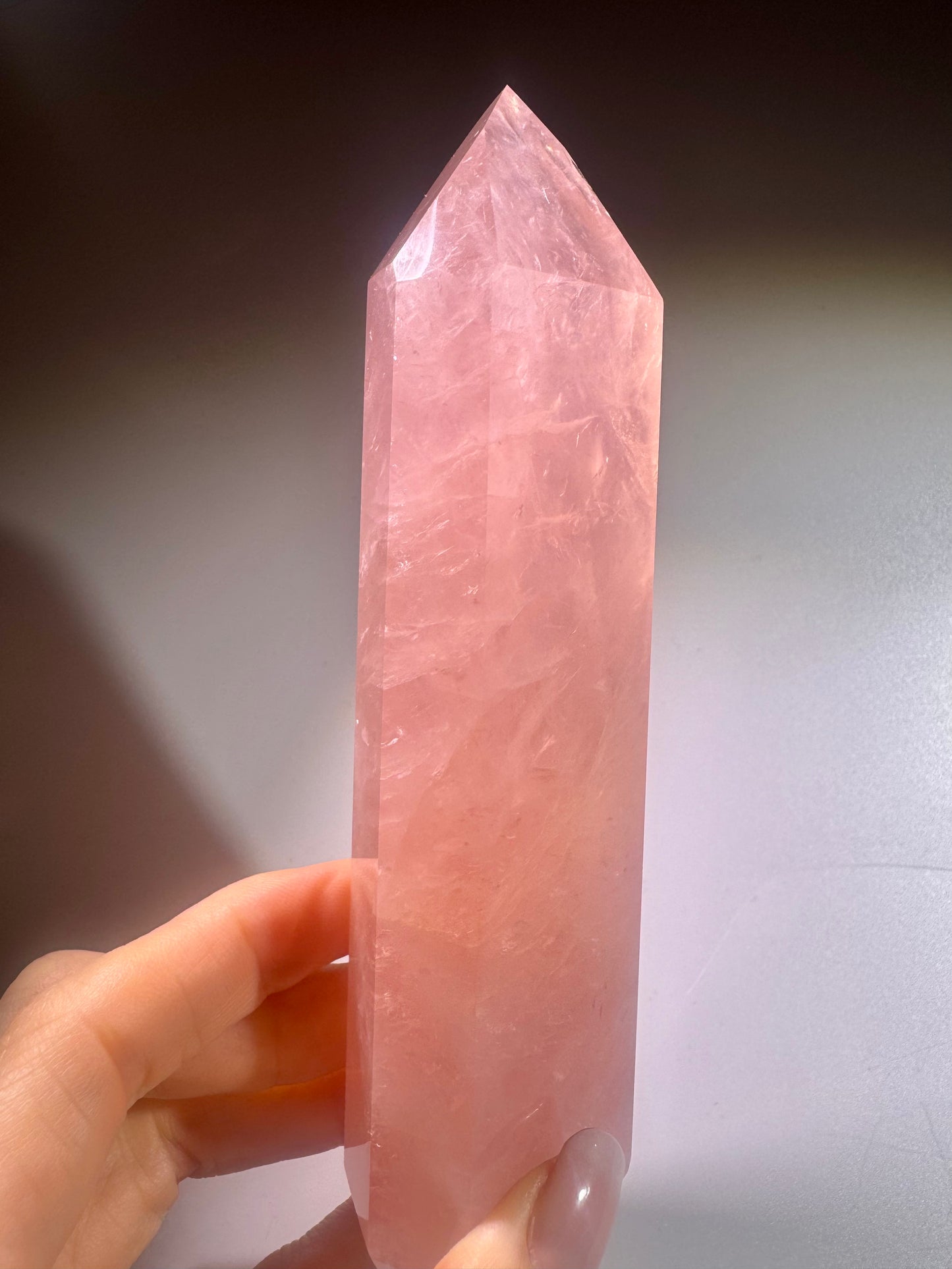 Extra Pink Rosenquarz AAA Brasilien – Premium Edelstein Spitze, 14cm, 280g