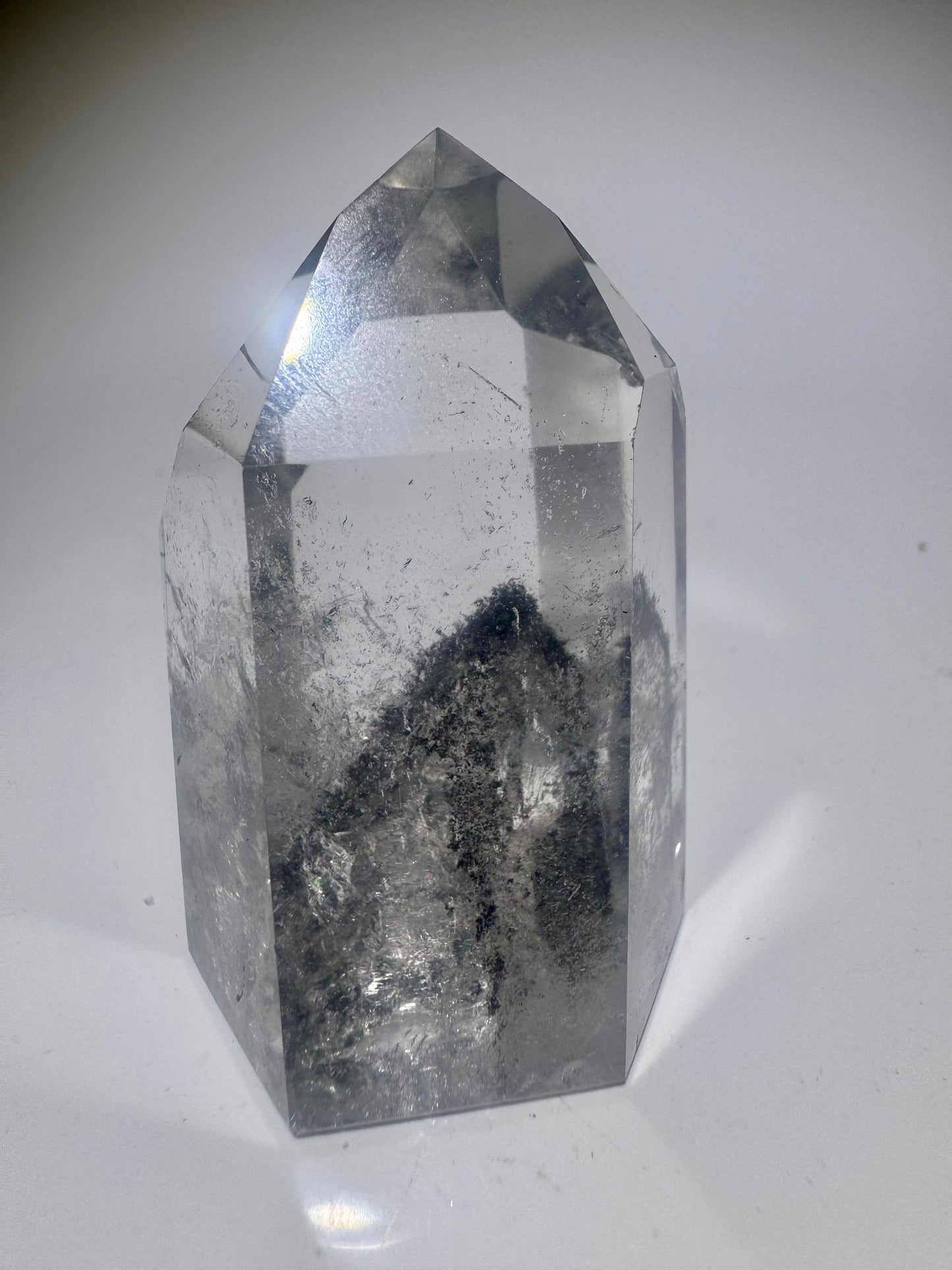 Schwarze Phantom Lemurian Spitze (ultra klar) 🖤 - 5.6cm, 85g