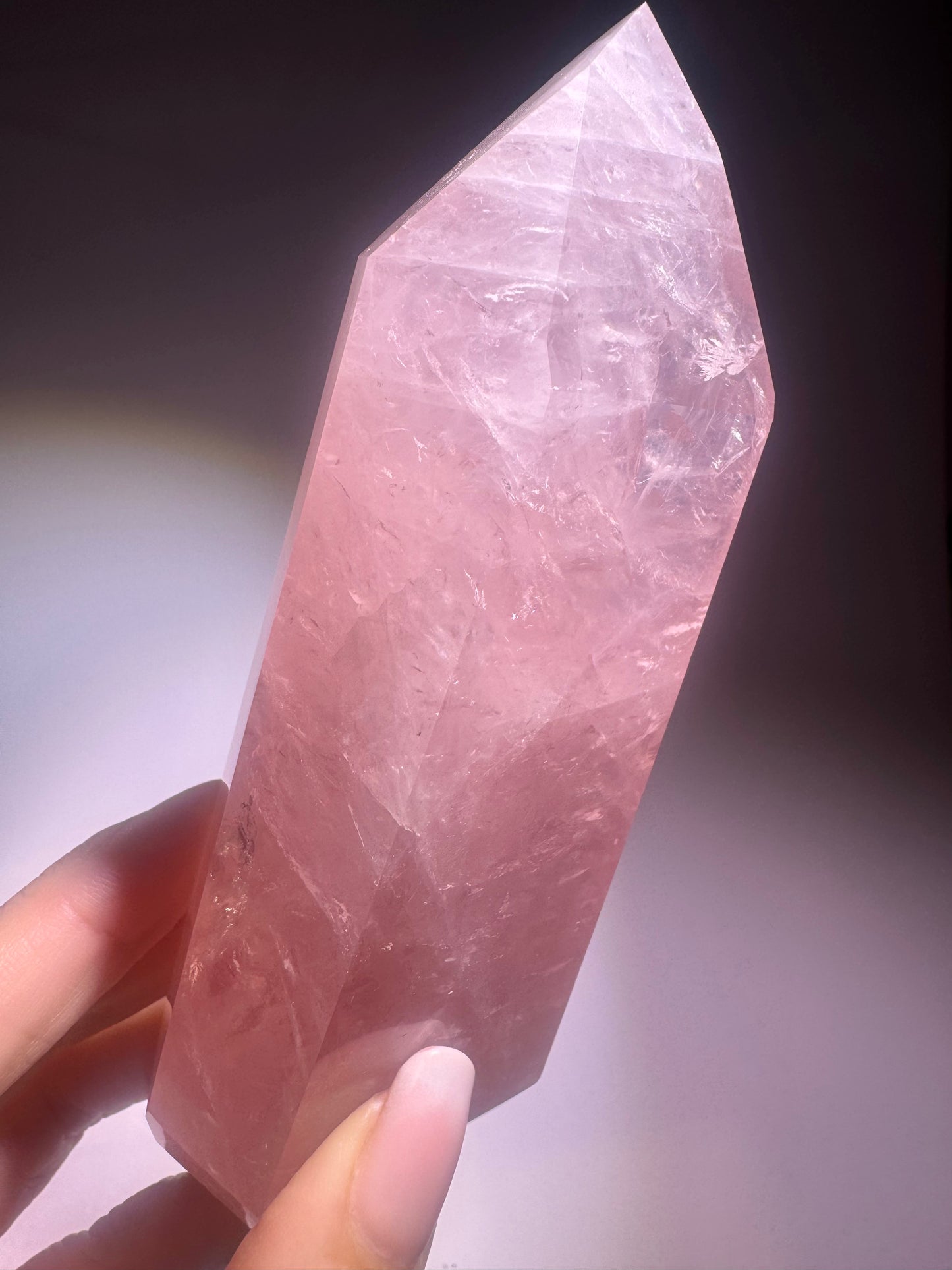 Hochwertiger Rosenquarz Edelstein Spitze Brasilien - 12cm, 307g