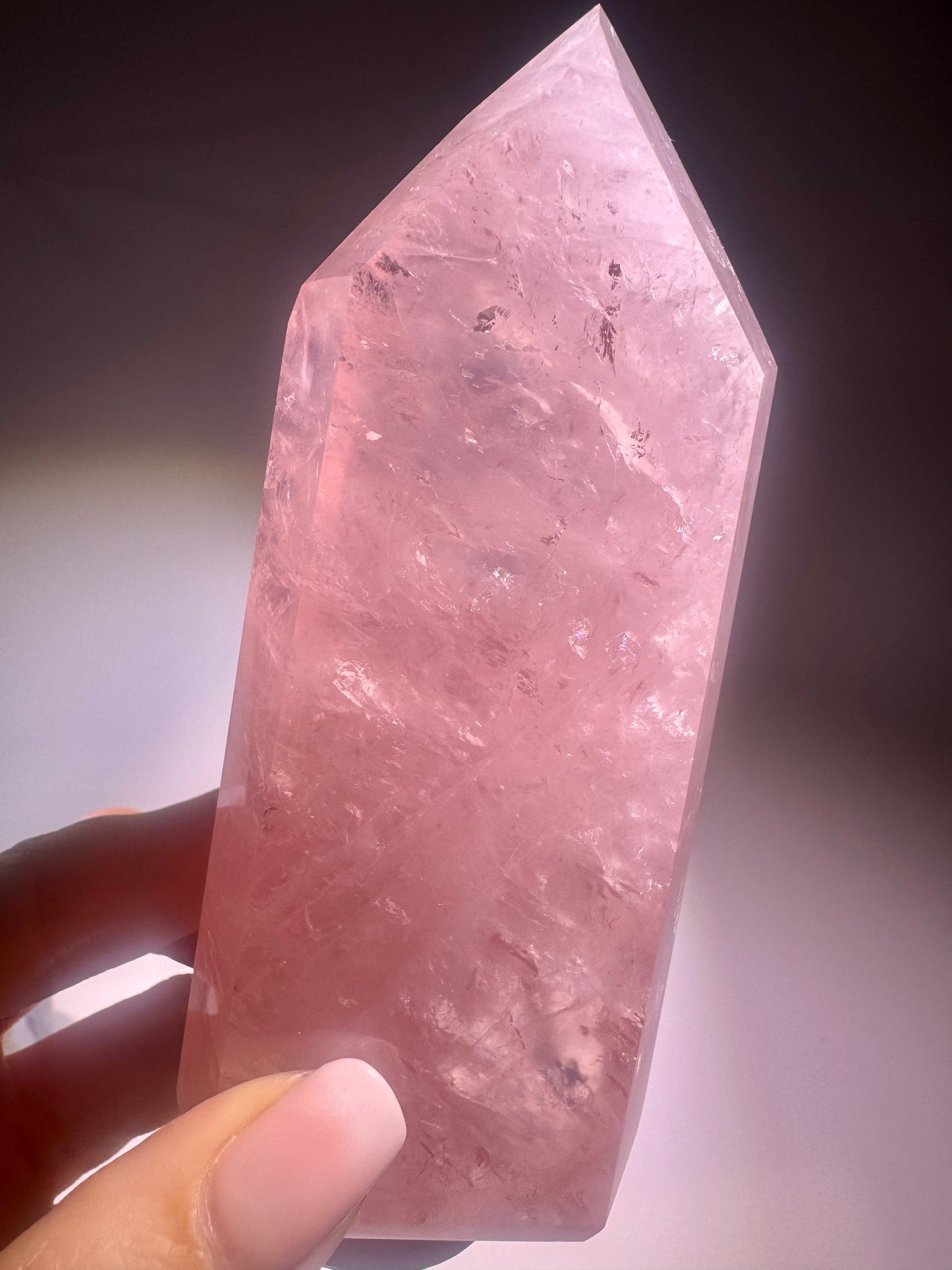 Hochwertiger Rosenquarz Edelstein Spitze Brasilien - 12cm, 307g