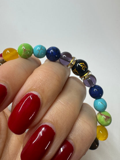 Joli bracelet chakra avec cristaux 🕉️ - environ 16 cm