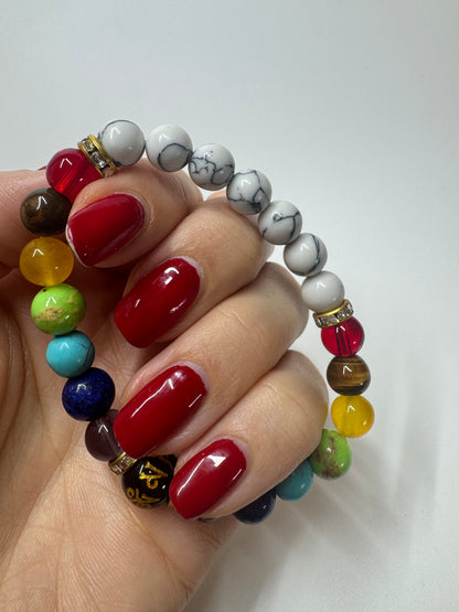 Joli bracelet chakra avec cristaux 🕉️ - environ 16 cm