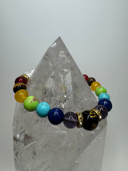 Joli bracelet chakra avec cristaux 🕉️ - environ 16 cm
