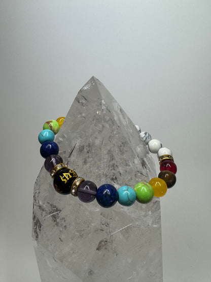 Joli bracelet chakra avec cristaux 🕉️ - environ 16 cm