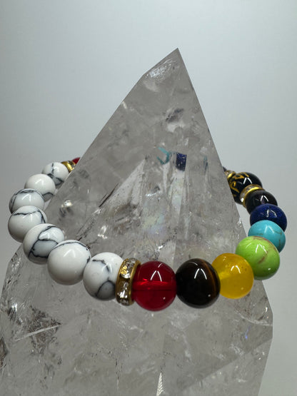 Joli bracelet chakra avec cristaux 🕉️ - environ 16 cm