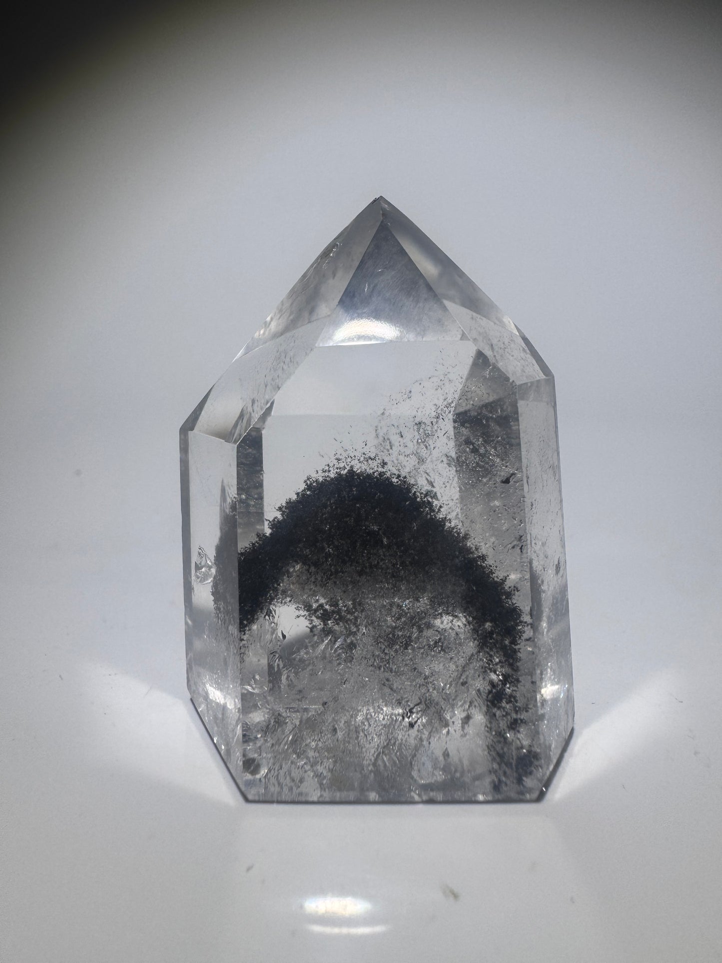 Schwarze Phantom Bergkristall Spitze / Lemurian (extra klar) 🖤 - 4.8cm, 68g