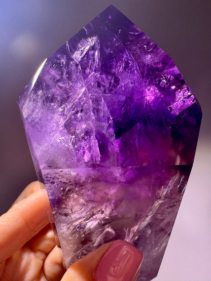 Wunderschöne Phantom Ametrin/Amethyst Spitze 💜 - 10.4cm, 329g