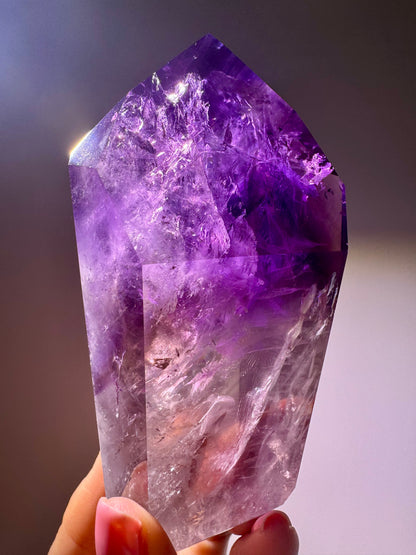 Wunderschöne Phantom Ametrin/Amethyst Spitze 💜 - 10.4cm, 329g