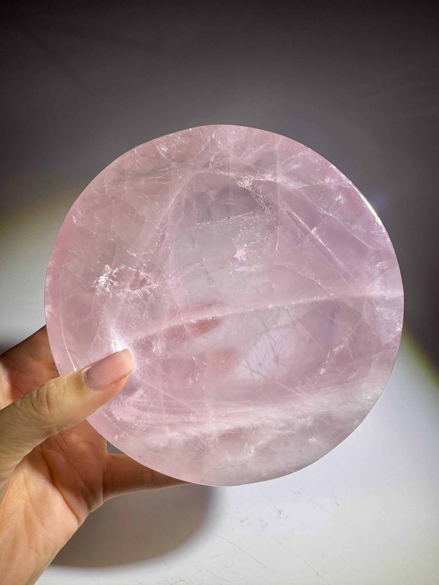 Extraklare Rosenquarzschale 14cm – Edelsteinschale