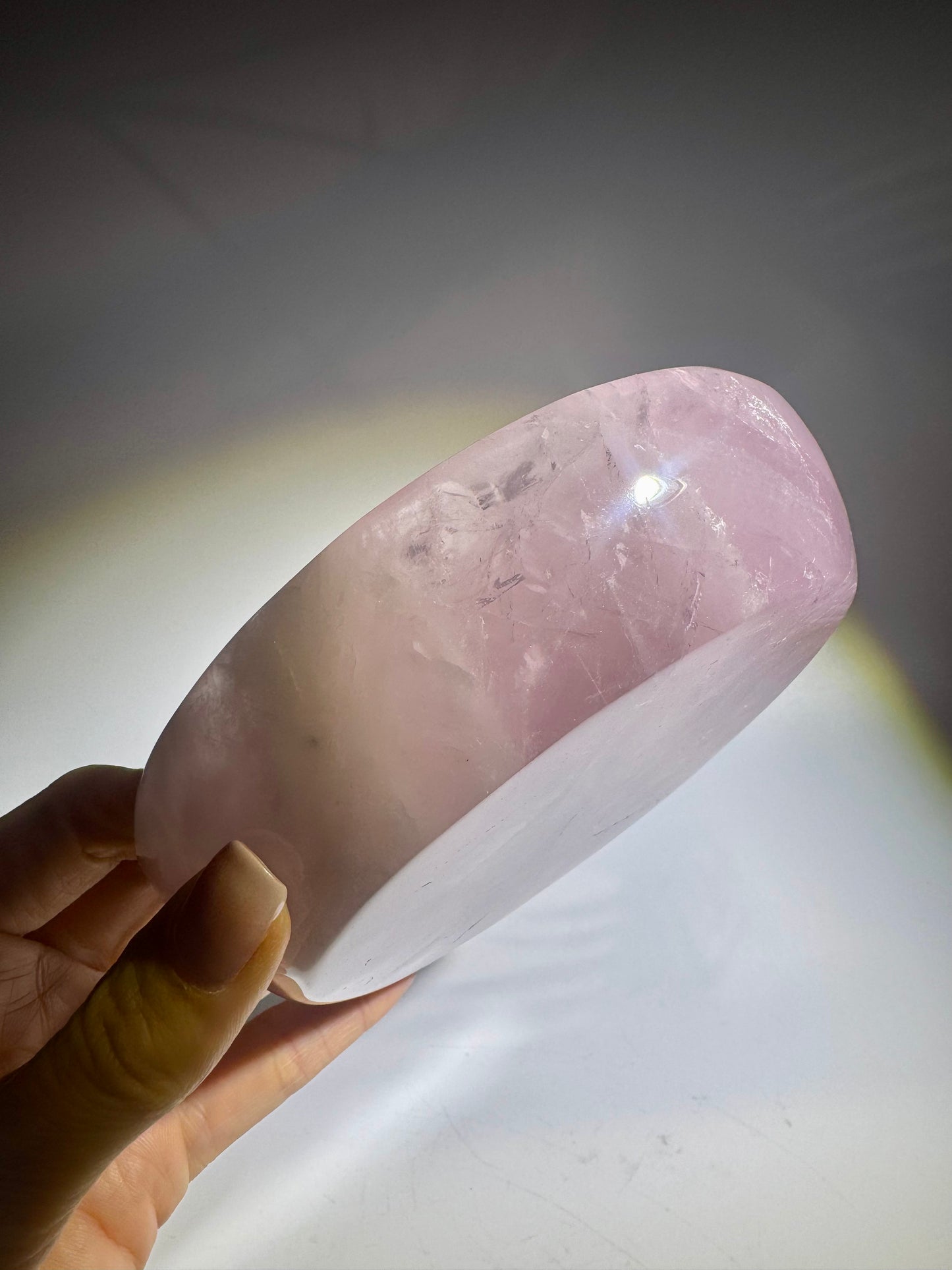 Extraklare Rosenquarzschale 14cm – Edelsteinschale