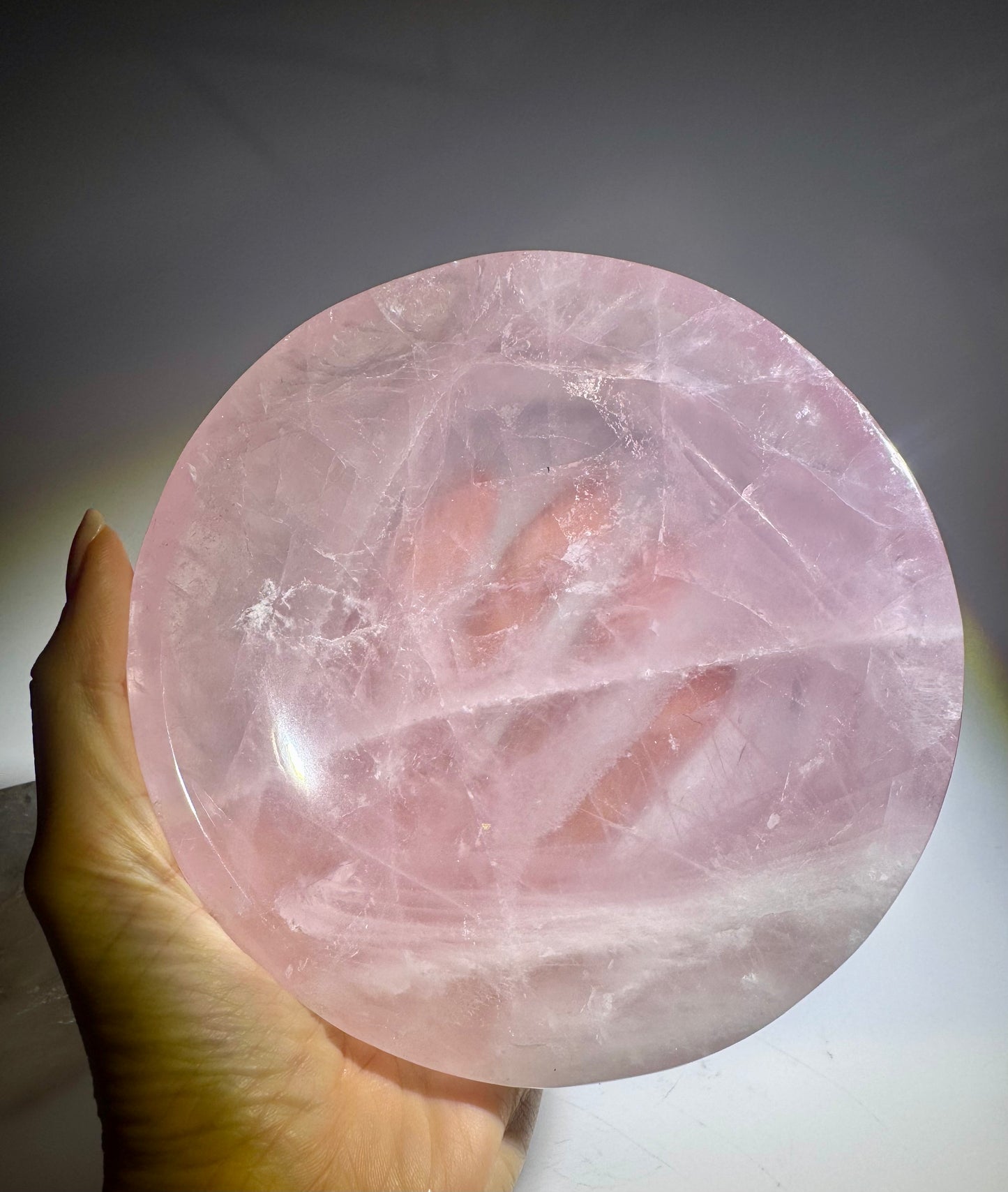 Extraklare Rosenquarzschale 14cm – Edelsteinschale