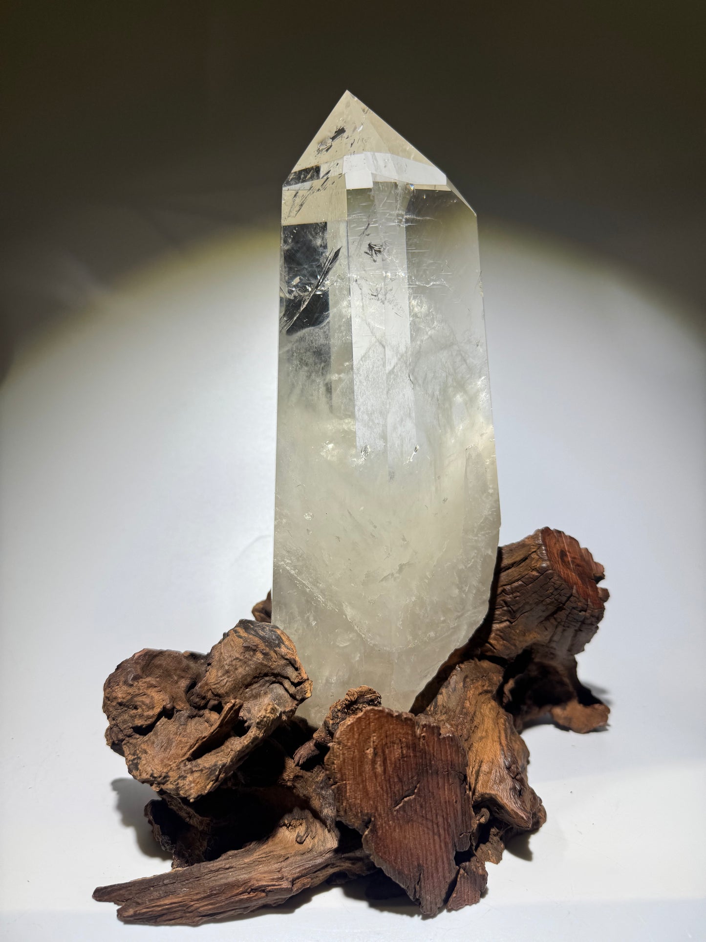 Monumentale Bergkristallspitze extraklar – Naturkristall mit Wurzel 27 cm