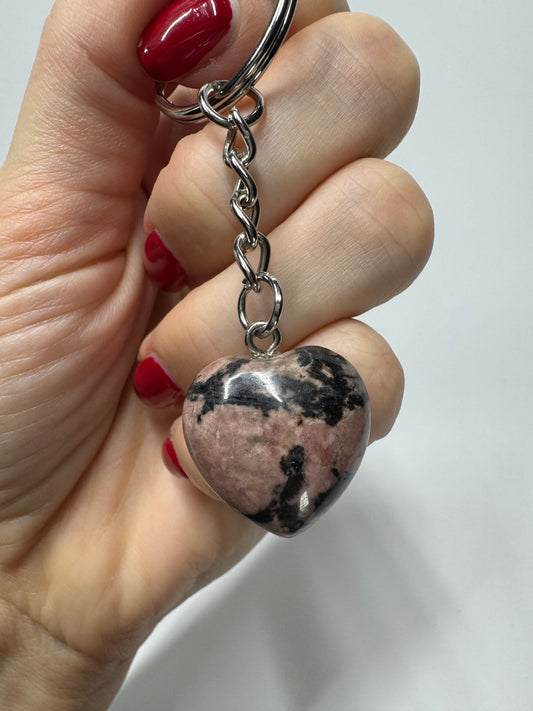 Süsser Schlüsselanhänger mit Rhodonit-Herz 💗🔑