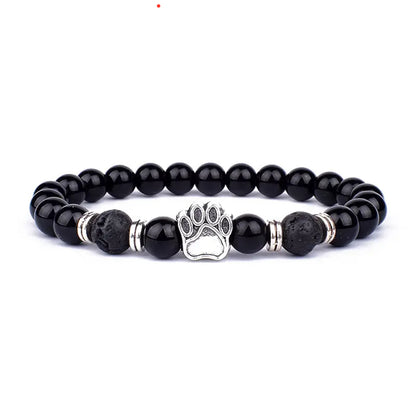 Armband Onyx- und Lavaperlen - ca. 20cm
