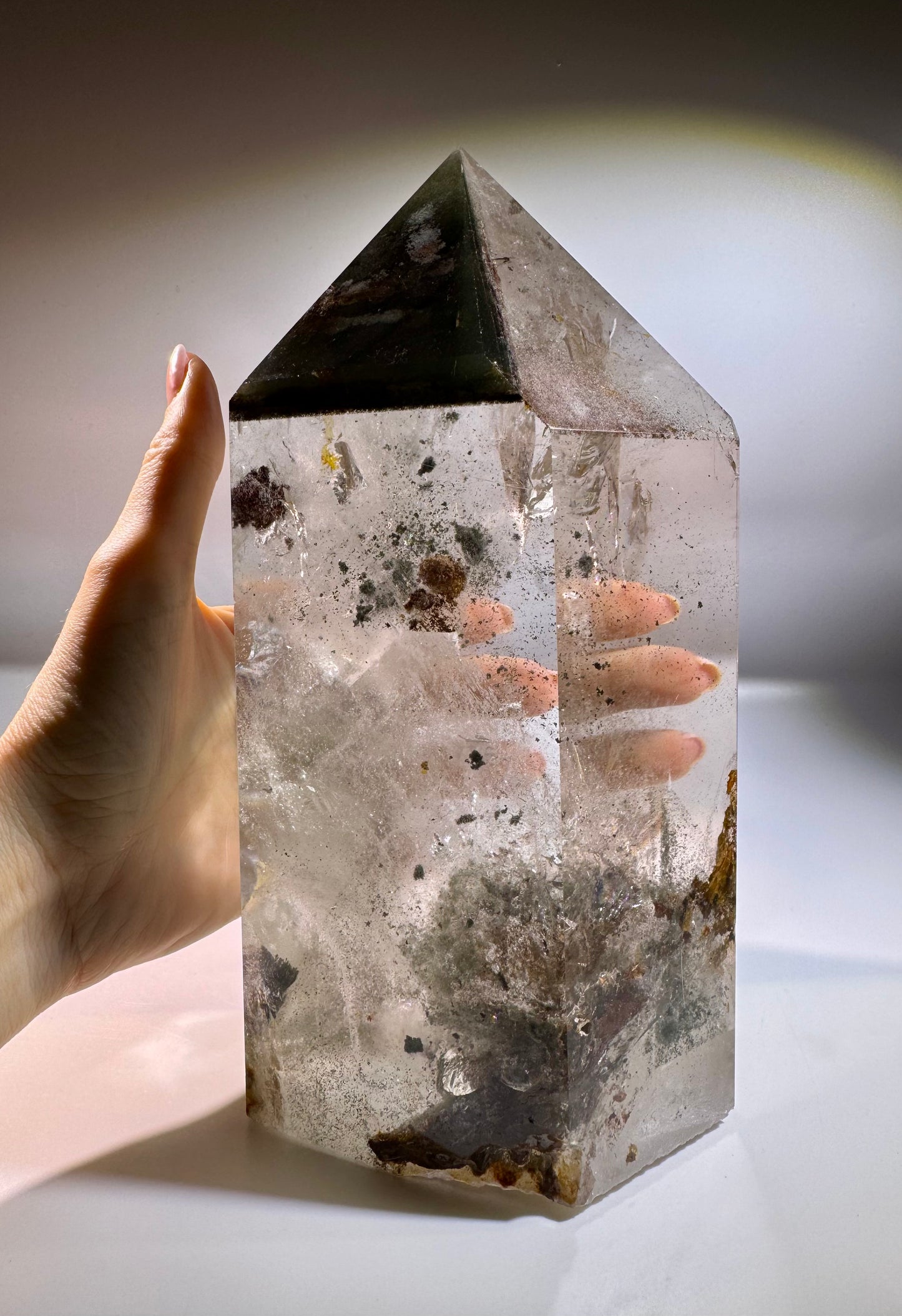 Gartenquarz Spitze 22 cm, 3.64 kg – AAA Qualität mit einzigartiger innerer Landschaft