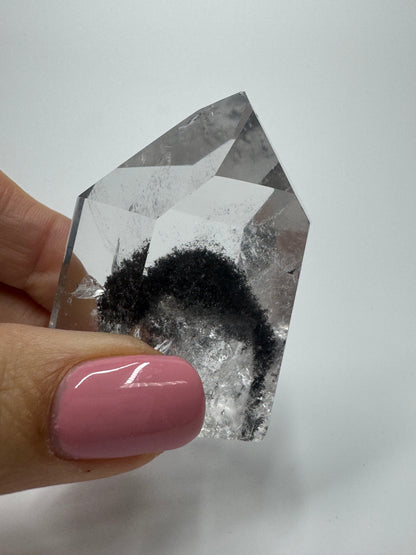 Schwarze Phantom Bergkristall Spitze / Lemurian (extra klar) 🖤 - 4.8cm, 68g