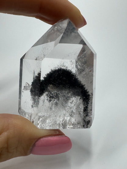 Schwarze Phantom Bergkristall Spitze / Lemurian (extra klar) 🖤 - 4.8cm, 68g