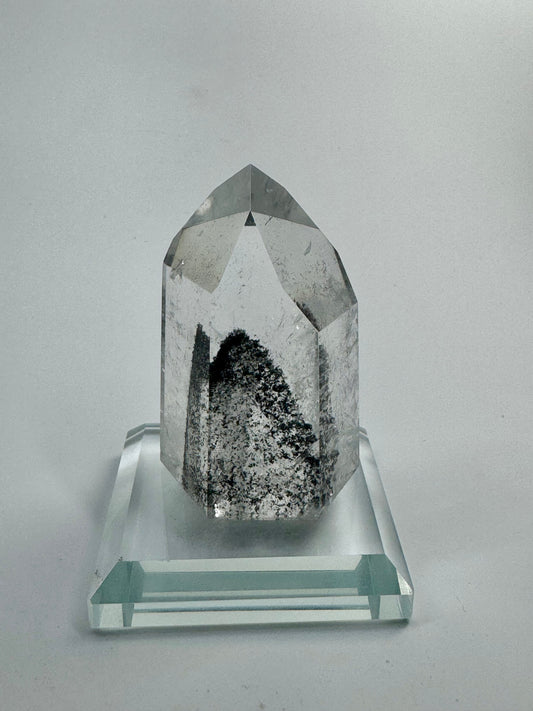 Schwarze Phantom Bergkristall Spitze (ultra klar) 🖤 - 5.6cm, 85g