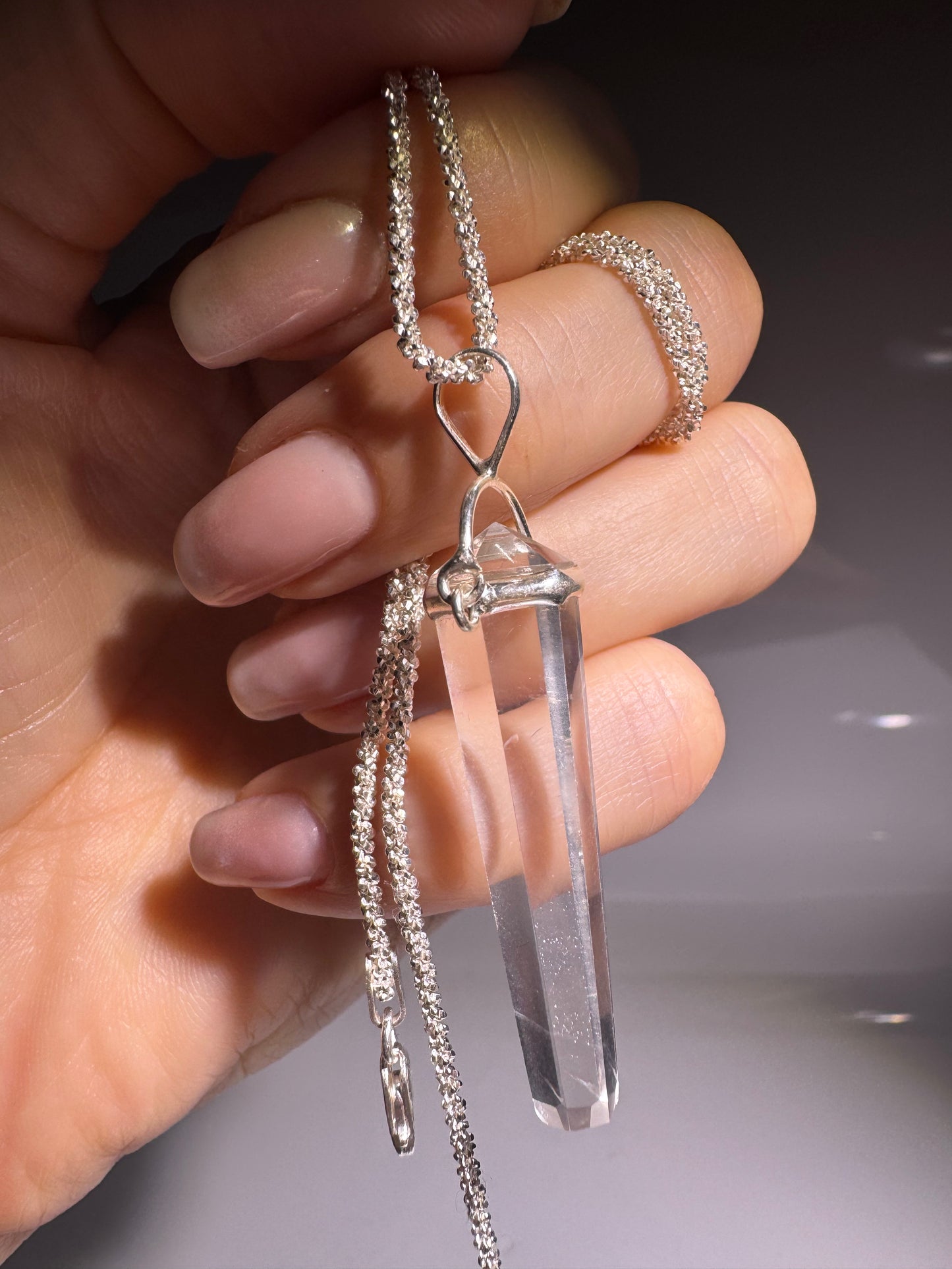 Bergkristall Anhänger 925 Silber – klare Spitze & starker Energie