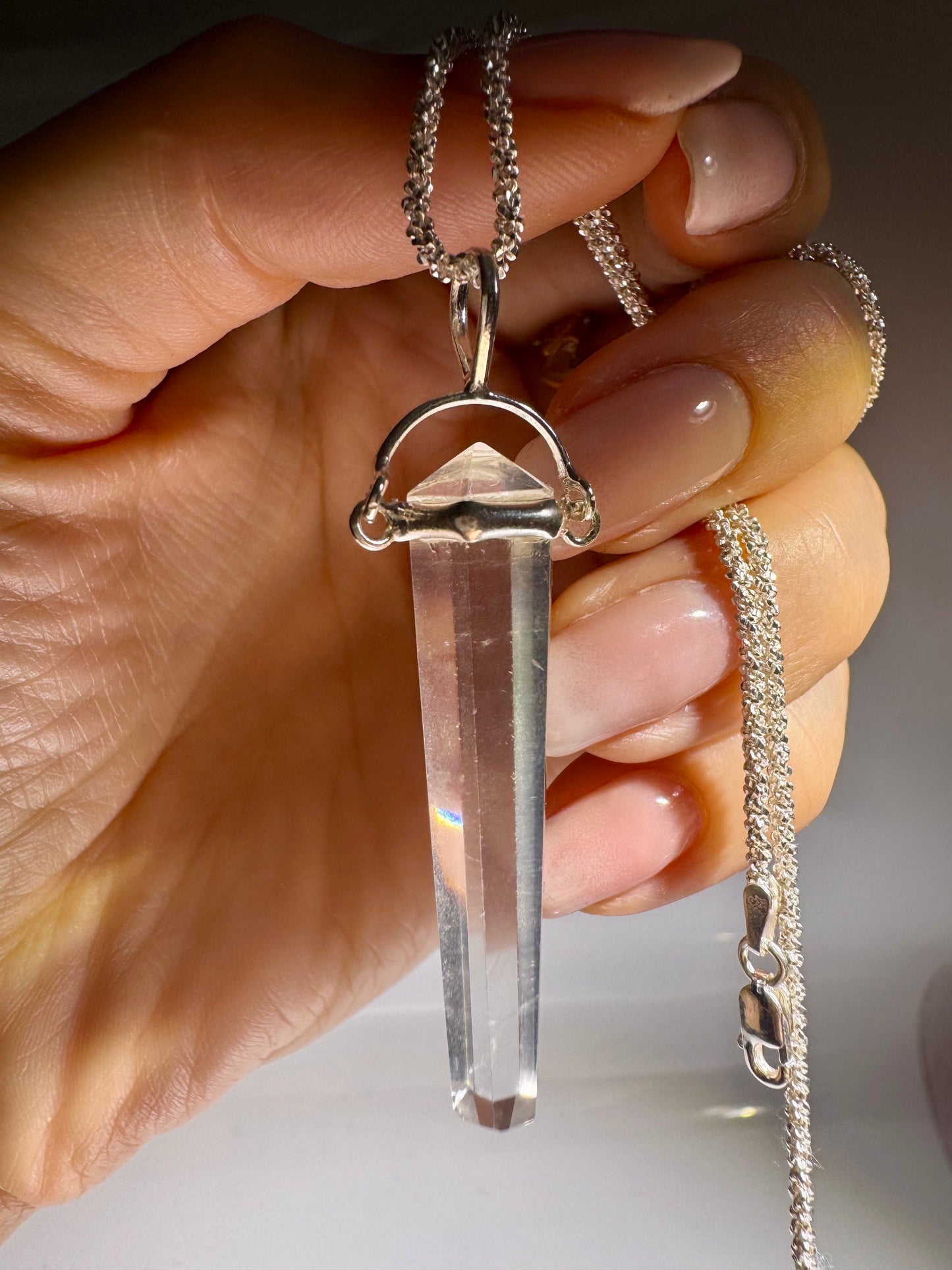 Bergkristall Anhänger 925 Silber – klare Spitze & starker Energie