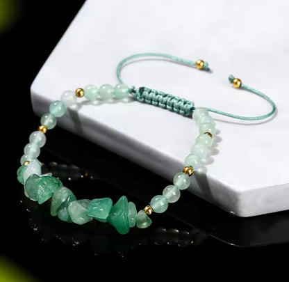 Elegantes Aventurin-Armband mit goldenen Details  💚 (grössenverstellbar)