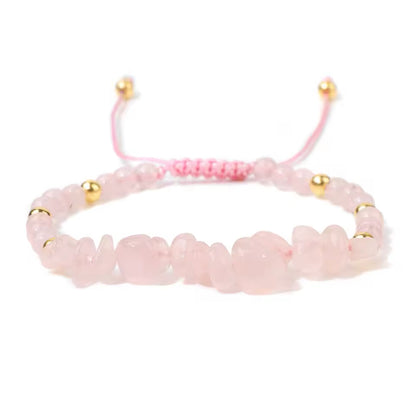 Bracelet délicat en quartz rose avec détails dorés 💗 (taille réglable)