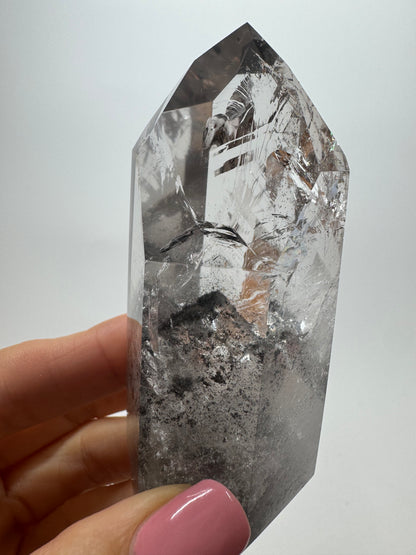 Schwarze Phantom Bergkristall (sehr klar) 🖤 - 8cm, 153g