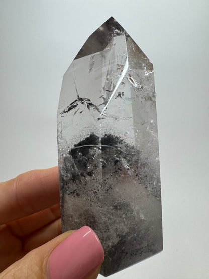 Schwarze Phantom Bergkristall (sehr klar) 🖤 - 8cm, 153g