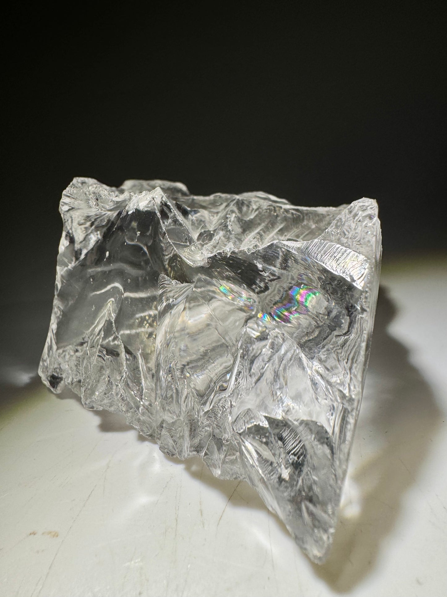 Azeztulite Kristall 7,3×4 cm – 213 g | Ultraklar mit Regenbogen, handverlesen
