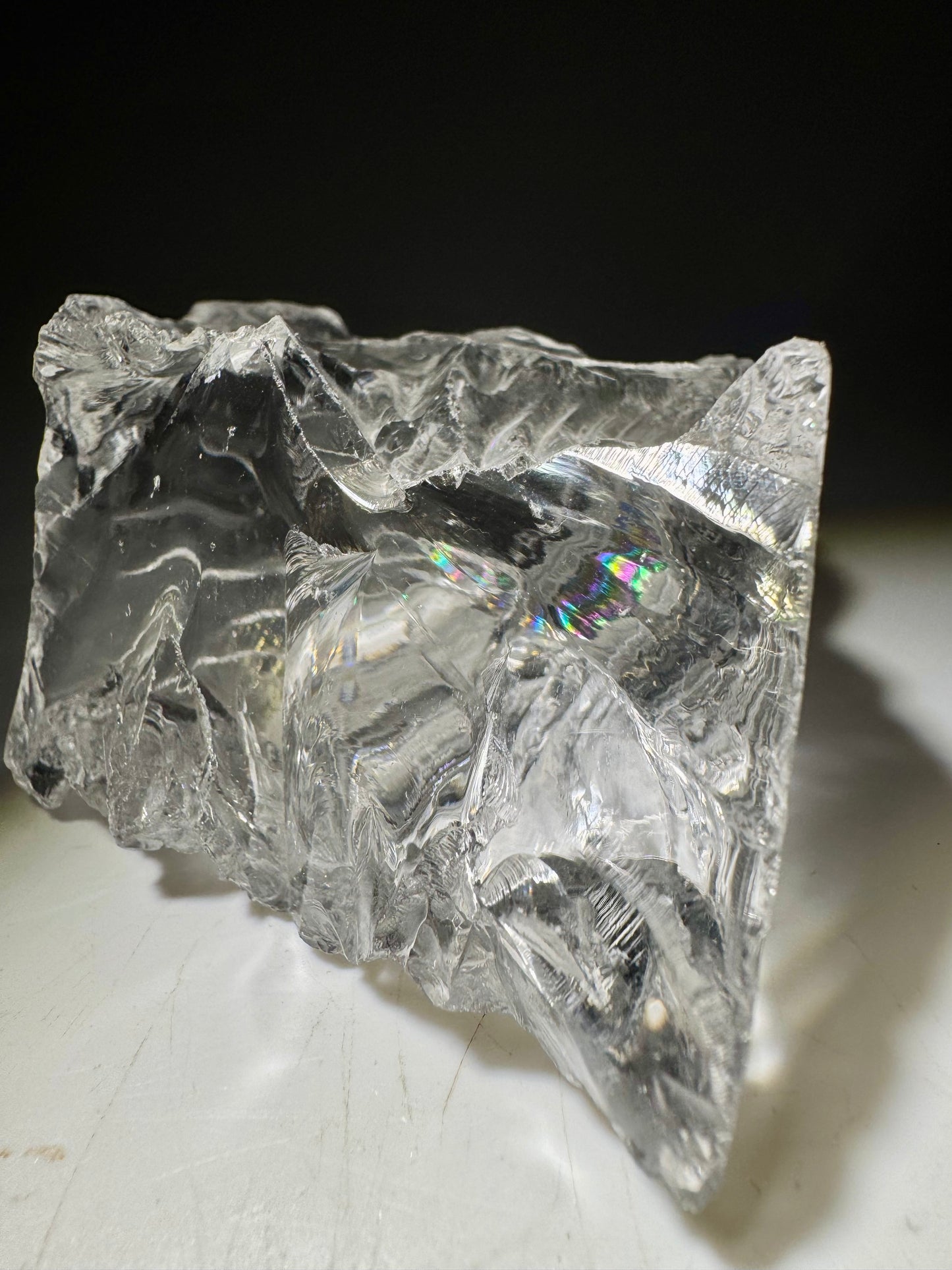 Azeztulite Kristall 7,3×4 cm – 213 g | Ultraklar mit Regenbogen, handverlesen