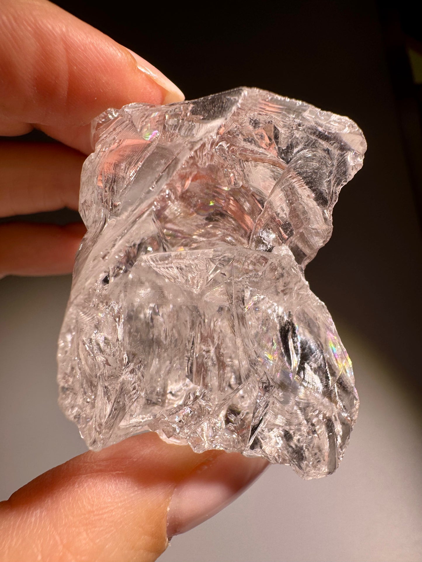 Azeztulite Kristall ca. 4,3×3,5 cm – 57 g | Ultraklar mit Regenbogen
