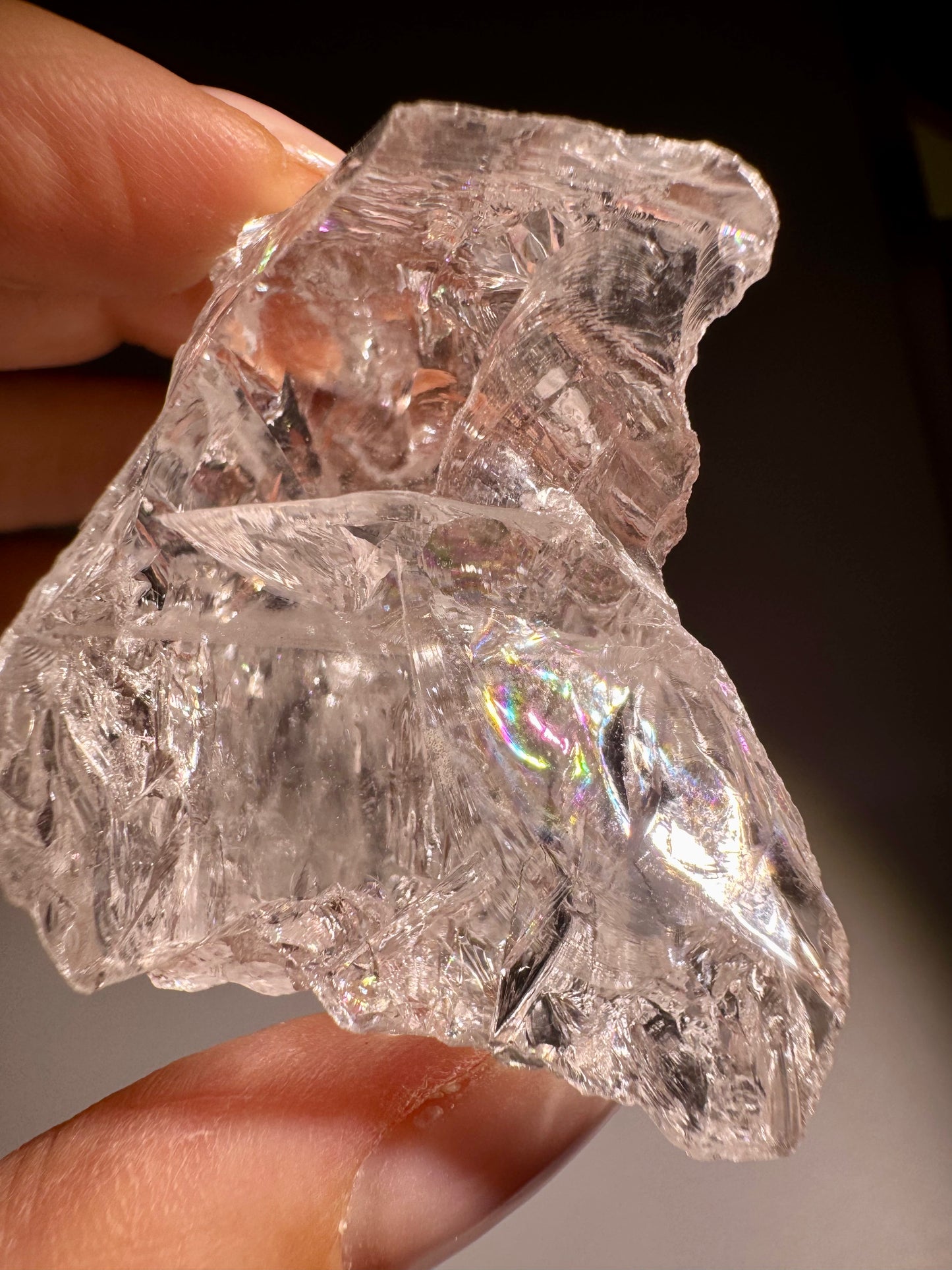 Azeztulite Kristall ca. 4,3×3,5 cm – 57 g | Ultraklar mit Regenbogen