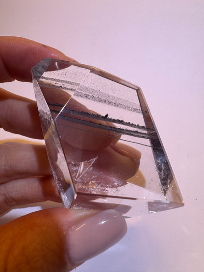 Schwarze Phantom Bergkristall (Lemurian) Freeform (ultra klar) 🖤 - 7cm, 89g