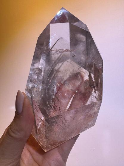 Seltener schwarzer Phantom Bergkristall (ultra klar) 🖤 - 11.5x7cm, 560g